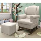 Poltrona De Amamentação Com Balanço Sabrina Pé Canoa E Puff -