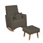 Poltrona De Amamentação Com Balanço Veludo Com Puff Ana Grafi