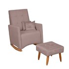 Poltrona De Amamentação Com Balanço Veludo Com Puff Ana Rosê