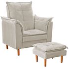 Poltrona De Amamentação Com Puff Ana Suede Bege