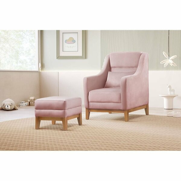 Poltrona De Amamentação Com Puff Áquila Rosa