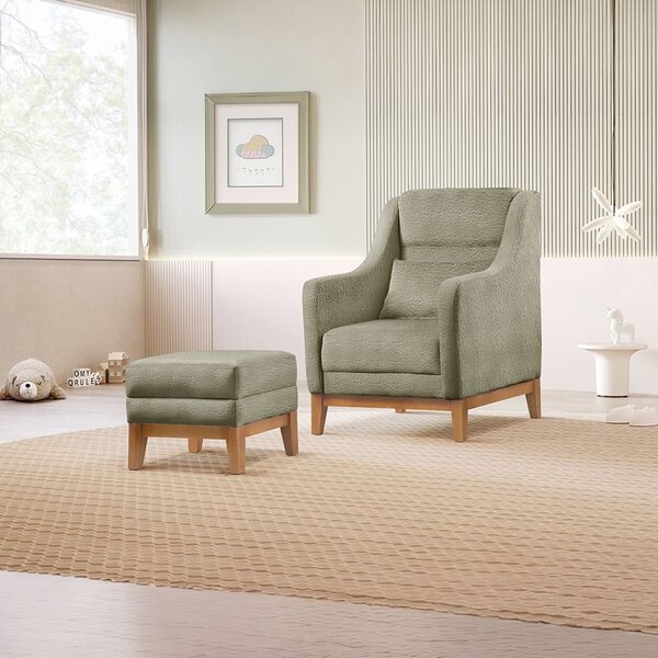 Poltrona De Amamentação Com Puff Áquila Yescasa Verde