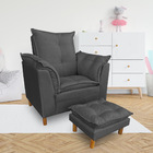 Poltrona De Amamentação Com Puff Laura Suede Grafite - Pallaz