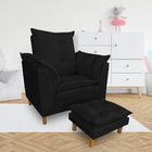 Poltrona De Amamentação Com Puff Laura Veludo Preto - Pallazio