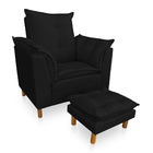 Poltrona De Amamentação Com Puff Laura Veludo Preto - Pallazio