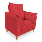 Poltrona De Amamentação Com Puff Laura Veludo Vermelho - Pall