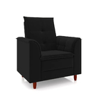 Poltrona De Amamentação Com Puff Líria Veludo Preto Pé De Mad