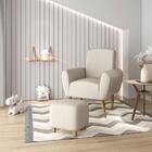 Poltrona De Amamentação Com Puff Pati Tecido Linho Areia Caro