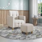 Poltrona De Amamentação Com Puff Paula Tecido Linho Areia Car