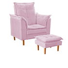 Poltrona De Amamentação Com Puff Quarto Bebê Leticia Suede Ro