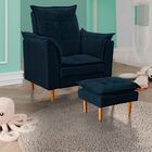 Poltrona De Amamentação Com Puff Quarto De Bebê Anny Suede Az