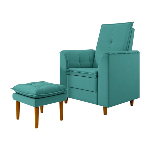 Poltrona De Amamentação Com Puff Quarto De Bebê Anny Suede Az