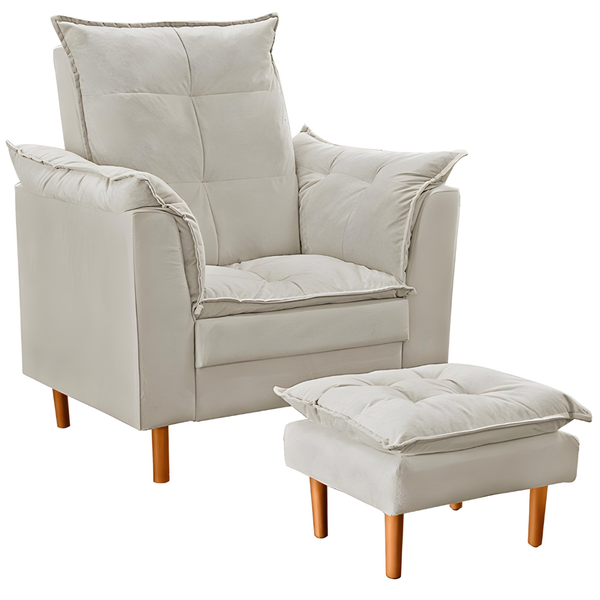 Poltrona De Amamentação Com Puff Quarto De Bebê Anny Suede Be