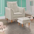 Poltrona De Amamentação Com Puff Quarto De Bebê Anny Suede Be