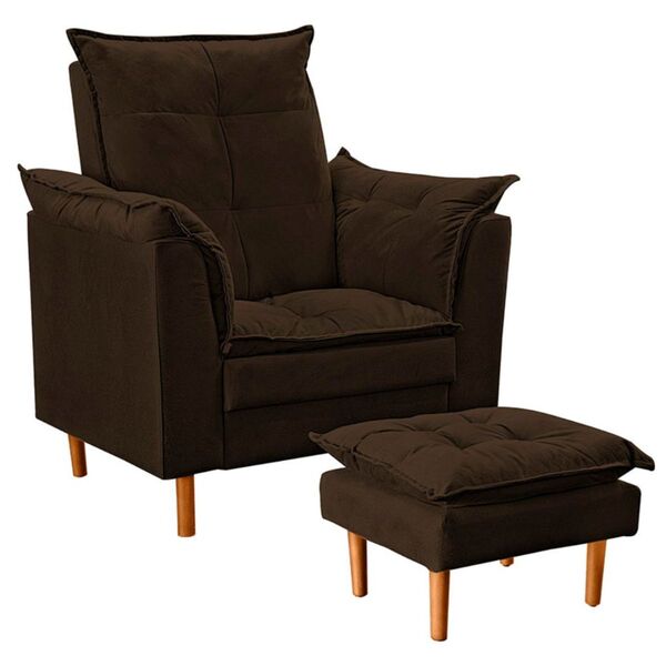 Poltrona De Amamentação Com Puff Quarto De Bebê Anny Suede Ma