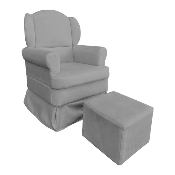 Poltrona De Amamentação Com Puff Serena Suede Grafite - Palla