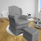 Poltrona De Amamentação Com Puff Serena Suede Grafite - Palla