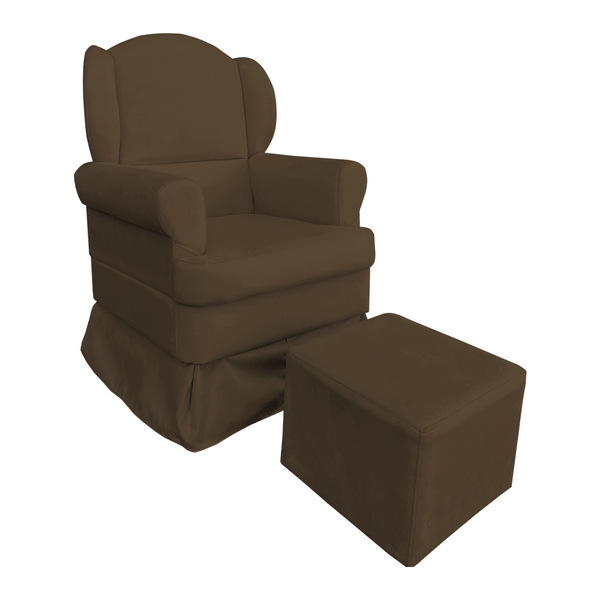 Poltrona De Amamentação Com Puff Serena Suede Marrom - Pallaz