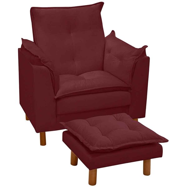 Poltrona De Amamentação Com Puff Suede Bordo