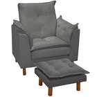 Poltrona De Amamentação Com Puff Suede Cinza