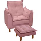 Poltrona De Amamentação Com Puff Suede Rosê