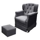 Poltrona De Amamentação Com Puff Ternura Cinza Chumbo