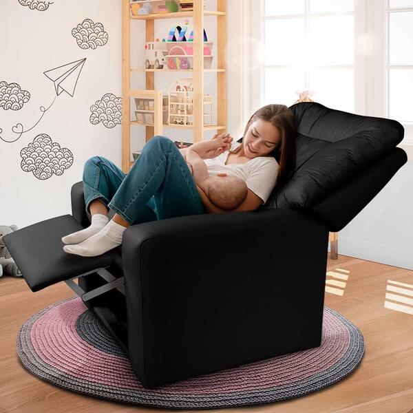 Poltrona De Amamentação Corino Preto Letônia Shop Jm