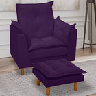 Poltrona De Amamentação E Descanso Marie Com Puff E Pés De Ma