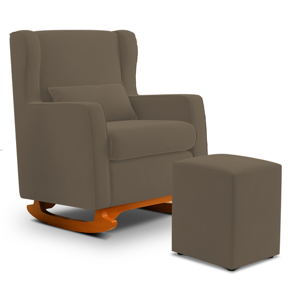 Poltrona De Amamentação E Descanso Zoe Com Base Balanço E Puf