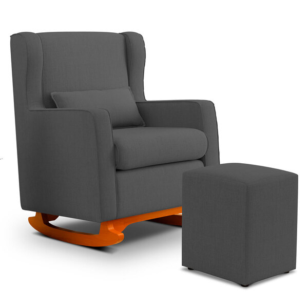 Poltrona De Amamentação E Descanso Zoe Com Base Balanço E Puf