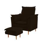 Poltrona De Amamentação E Puff Ariel Suede Marrom Pés Palito