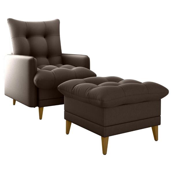 Poltrona De Amamentaçao E Puff Montreal Veludo Light Milani S