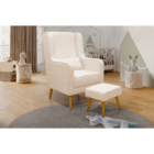 Poltrona De Amamentação Eduarda Puff Linho Bege - Blissbaby