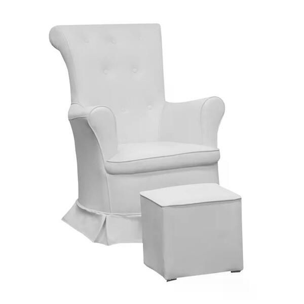 Poltrona De Amamentaçao Fixa Bianca Com Puff Ft Milani Store