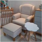 Poltrona De Amamentação Fixa Com Pés De Madeira E Puff Baú Li