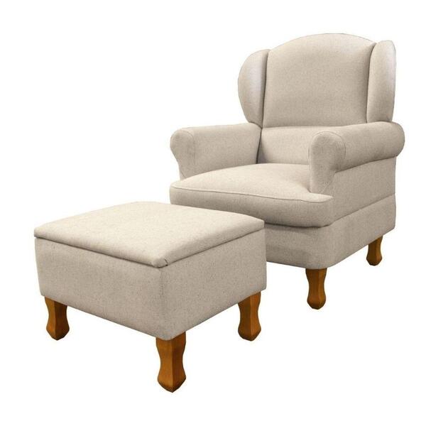 Poltrona De Amamentação Fixa Com Pés De Madeira E Puff Baú Li