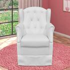 Poltrona De Amamentação Fixa Com Puff Alicia Sintético Branco