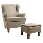 Poltrona De Amamentação Fixa Com Puff Baú Pés De Madeira Em L