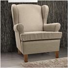 Poltrona De Amamentação Fixa Com Puff Baú Pés De Madeira Em L