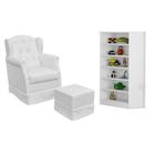 Poltrona De Amamentação Fixa Com Puff E Armário Branco