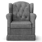 Poltrona De Amamentação Fixa Com Puff Lucy P04 Linho Cinza Es