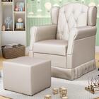 Poltrona De Amamentação Fixa Com Puff Lucy P04 Sintético Bege