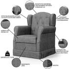 Poltrona De Amamentação Fixa Com Puff Lucy Z39 Linho Cinza Es