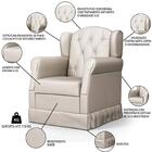 Poltrona De Amamentação Fixa Com Puff Lucy Z39 Suede Bege - M