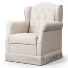 Poltrona De Amamentação Fixa Com Puff Lucy Z39 Suede Bege - M