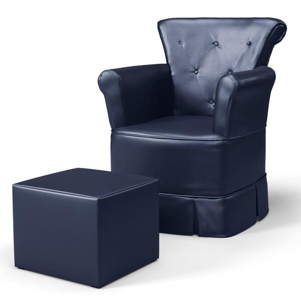 Poltrona De Amamentação Fixa Com Puff Sophia P04 Sintético Az