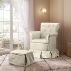 Poltrona De Amamentação Fixa E Puff Nana Sintético Licce  Bege