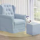 Poltrona De Amamentaçao Fixa Livia Com Puff Corano Azul Ft Mi