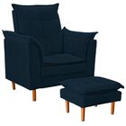 Poltrona De Amamentação Loana Com Puff Suede Azul Marinho