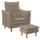 Poltrona De Amamentação Loana Com Puff Suede Bege Escuro